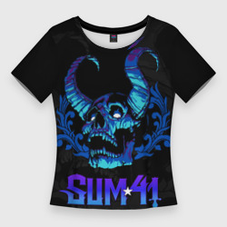 Женская футболка 3D Slim Sum41 horns skull