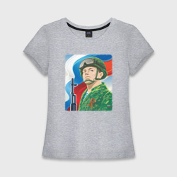 Женская футболка хлопок Slim Солдат России