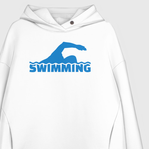 Женское худи Oversize хлопок Swimming sport, цвет белый - фото 3