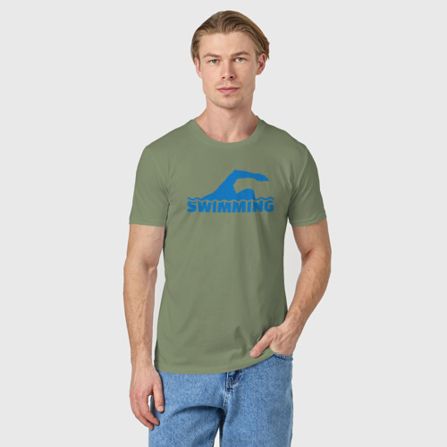 Мужская футболка хлопок Swimming sport, цвет авокадо - фото 3