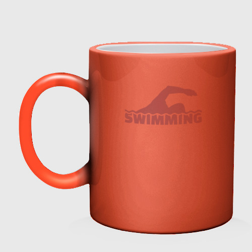 Кружка хамелеон Swimming sport, цвет белый + красный - фото 3