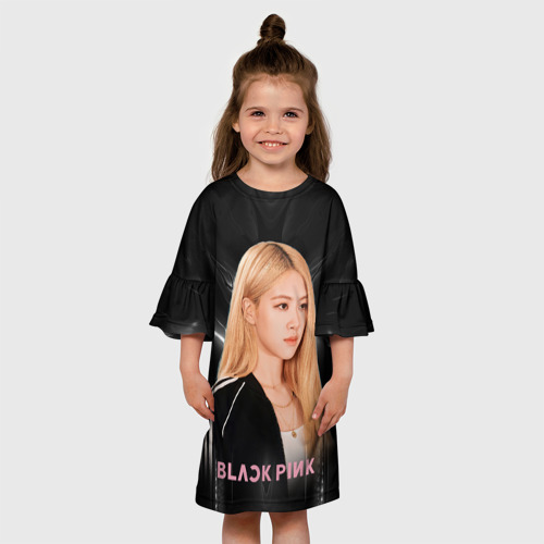 Детское платье 3D с принтом Rose Blackpink music, вид сбоку #3