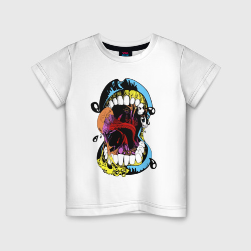 Детская футболка хлопок Screaming mouth, цвет белый