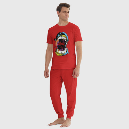Мужская пижама хлопок Screaming mouth, цвет красный - фото 5