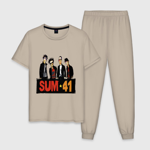 Мужская пижама хлопок Sum41 team, цвет миндальный