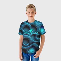 Детская футболка 3D CS GO blue neon logo - фото 2