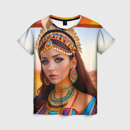 Женская футболка 3D Индейская девушка в каньоне, цвет 3D печать