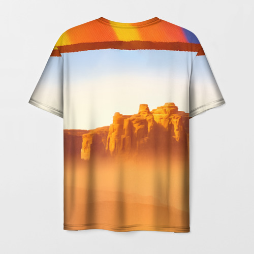 Мужская футболка 3D с принтом Индейская девушка в каньоне, вид сзади #1