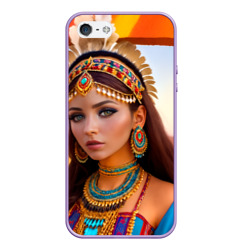 Чехол для iPhone 5/5S матовый Индейская девушка в каньоне