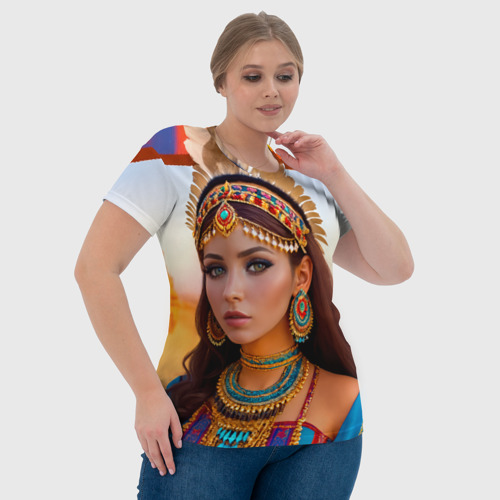 Женская футболка 3D Индейская девушка в каньоне, цвет 3D печать - фото 6