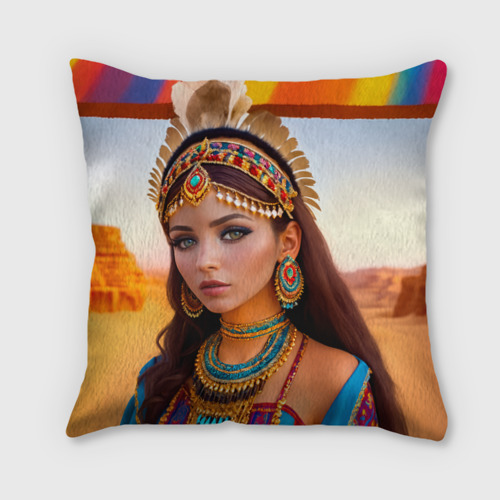 Подушка 3D Индейская девушка в каньоне