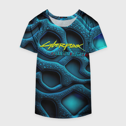 Накидка на куртку 3D Cyberpunk 2077 phantom liberty blue abstract, цвет 3D печать - фото 4