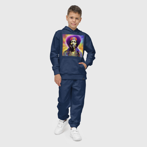 Детский костюм с толстовкой хлопок с принтом Джими Хендрикс глитч стрит Арт, фото на моделе #1