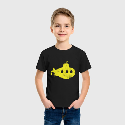 Детская футболка хлопок с принтом Желтая подводная лодка, фото на моделе #1