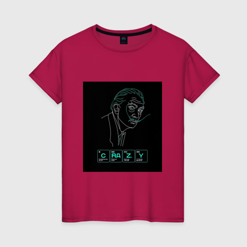 Женская футболка хлопок Неоновый Сальвадор Дали, цвет маджента