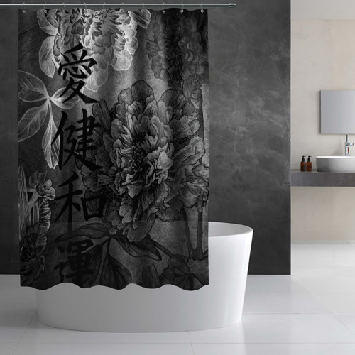 Штора 3D для ванной Flowers - Japanese art - фото 2