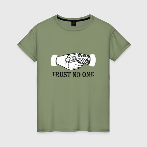 Женская футболка хлопок Trust nobody, цвет авокадо