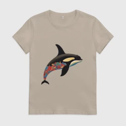 Женская футболка хлопок Косатка рисунок