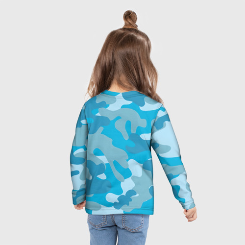Детский лонгслив 3D Камуфляж военный синий, цвет 3D печать - фото 6