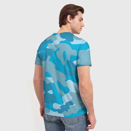 Мужская футболка 3D Камуфляж военный синий, цвет 3D печать - фото 4
