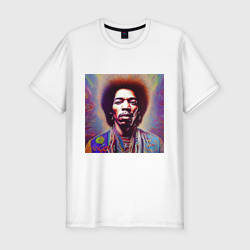 Мужская футболка хлопок Slim Jimi Hendrix digital glitch art