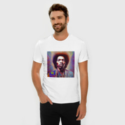 Мужская футболка хлопок Slim Jimi Hendrix digital glitch art - фото 2