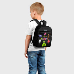 Рюкзак с принтом Детский сад Банбана персонажи для ребенка, вид на модели спереди №2. Цвет основы: белый