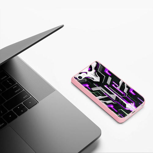Чехол для iPhone 5/5S матовый Кибер Броня Фиолетовая, цвет баблгам - фото 5