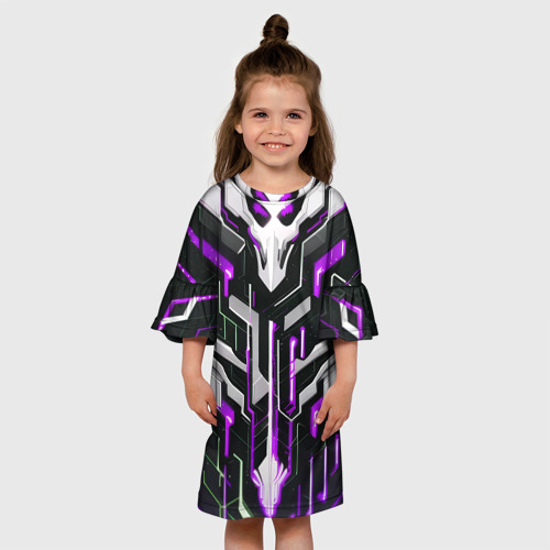Детское платье 3D Кибер Броня Фиолетовая, цвет 3D печать - фото 4