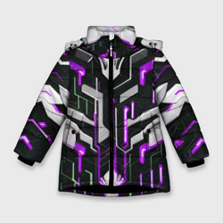 Зимняя куртка для девочек 3D Кибер Броня Фиолетовая