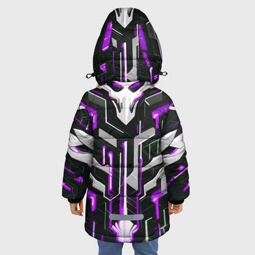 Зимняя куртка для девочек 3D Кибер Броня Фиолетовая, цвет черный - фото 4