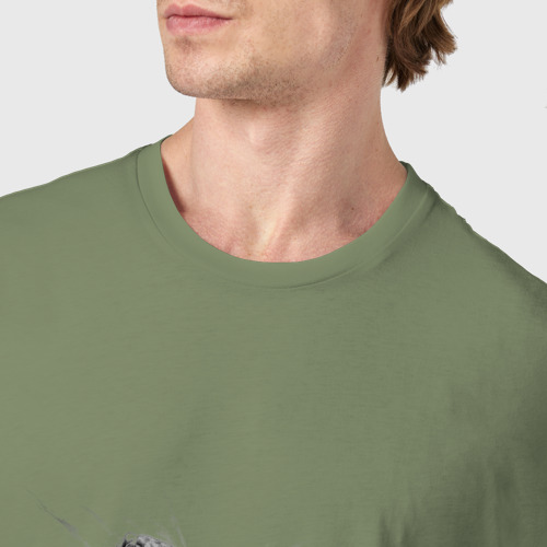 Мужская футболка хлопок Рисованная голова тирекса, цвет авокадо - фото 6