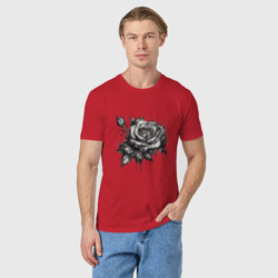 Мужская футболка хлопок роза нарисованная карандашом  - фото 2