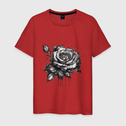 Мужская футболка хлопок роза нарисованная карандашом 