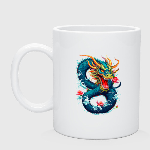 Кружка керамическая с принтом Китайский водяной дракон, вид спереди #2