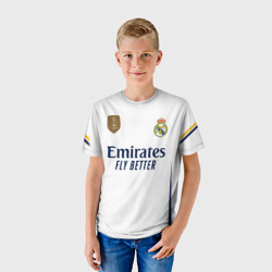 Футболка с принтом Лука Модрич Реал Мадрид форма 23-24 домашняя для ребенка, вид на модели спереди №2. Цвет основы: белый