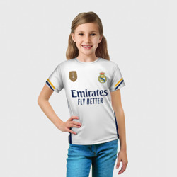Футболка с принтом Лука Модрич Реал Мадрид форма 23-24 домашняя для ребенка, вид на модели спереди №3. Цвет основы: белый