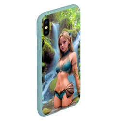 Чехол для iPhone XS Max матовый Девушка у водопада в тропиках - фото 2