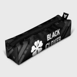 Пенал школьный 3D Black Clover glitch на темном фоне: надпись и символ