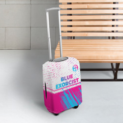Чехол для чемодана 3D Blue Exorcist neon gradient style: символ сверху - фото 2
