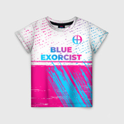 Детская футболка 3D Blue Exorcist neon gradient style: символ сверху