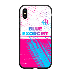 Чехол для iPhone XS Max матовый Blue Exorcist neon gradient style: символ сверху