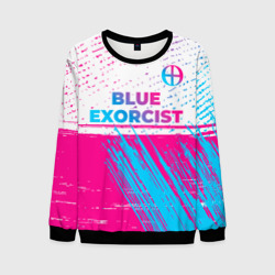 Мужской свитшот 3D Blue Exorcist neon gradient style: символ сверху