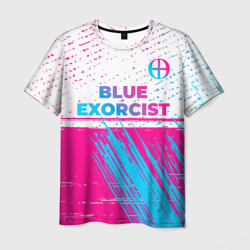 Мужская футболка 3D Blue Exorcist neon gradient style: символ сверху