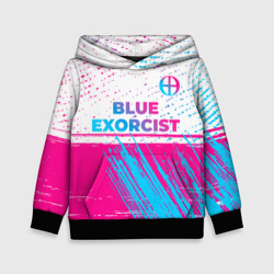 Детская толстовка 3D Blue Exorcist neon gradient style: символ сверху