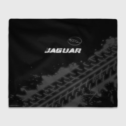 Плед 3D Jaguar Speed на темном фоне со следами шин: символ сверху