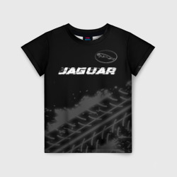 Детская футболка 3D Jaguar Speed на темном фоне со следами шин: символ сверху