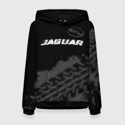 Женская толстовка 3D Jaguar Speed на темном фоне со следами шин: символ сверху