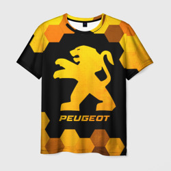 Мужская футболка 3D Peugeot - gold gradient