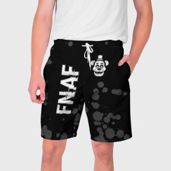 Мужские шорты 3D FNAF glitch на темном фоне: надпись, символ